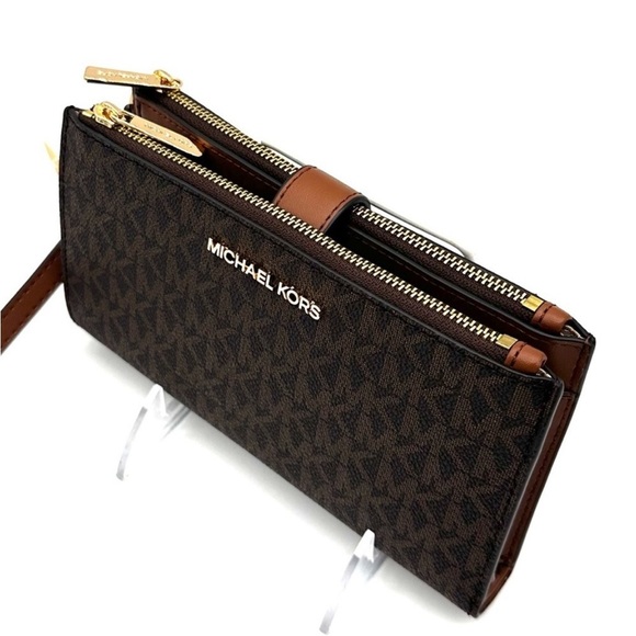Michael Kors Large Double Zip Wallet Wristlet Brown - Picture 4 of 8